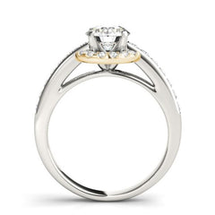 Halo Diamond Engagement Ring with White and Yellow Gold