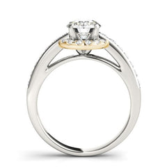Two Tone Yellow Gold Diamond Halo Engagement Ring Mounting