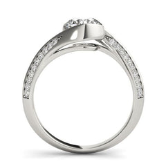 Bezel Set Diamond Engagement Ring with Bypass Design in White Gold