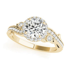 Affordable Round Halo Diamond Engagement Ring in Yellow Gold