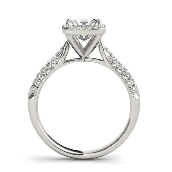 Princess Halo Diamond Engagement Ring in White Gold with Pave Diamonds