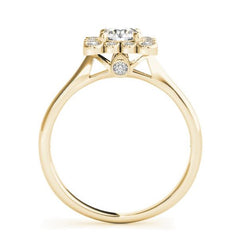 Yellow Gold Princess Shaped Halo Diamond Engagement Ring