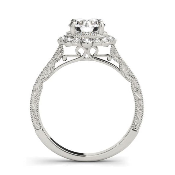 Vintage Diamond Halo Engagement Mounting in White Gold Prospect Jewelers
