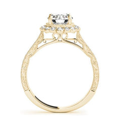 Yellow Gold Diamond Pave Halo Engagement Ring