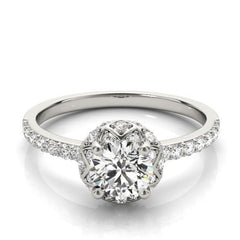 Vintage Diamond Pave Engagement Ring in White Gold