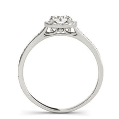 Round Halo Diamond Engagement Ring with Pave Diamonds in White Gold
