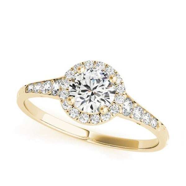 Round Halo Diamond Engagement Ring in Yellow Gold
