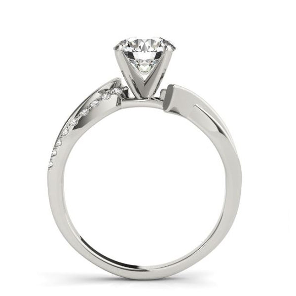 Crisscross diamond engagement ring in white gold