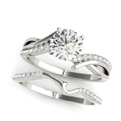 Crisscross diamond engagement ring in white gold