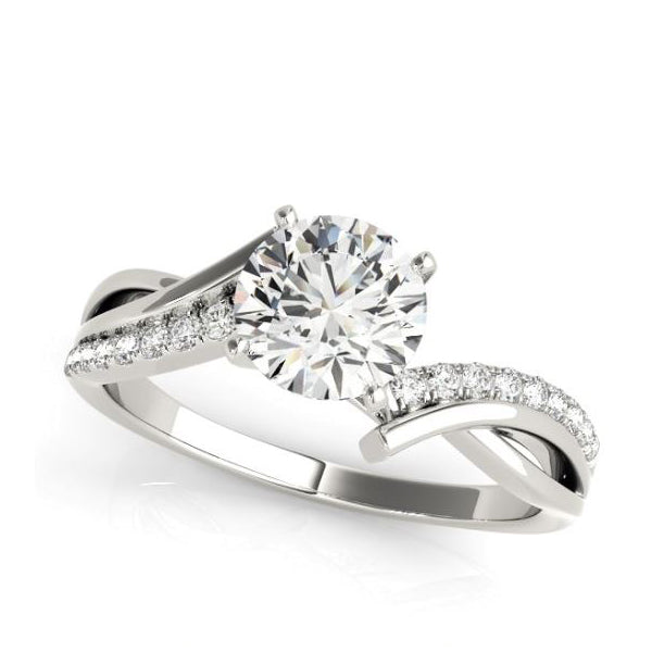 Crisscross diamond engagement ring in white gold
