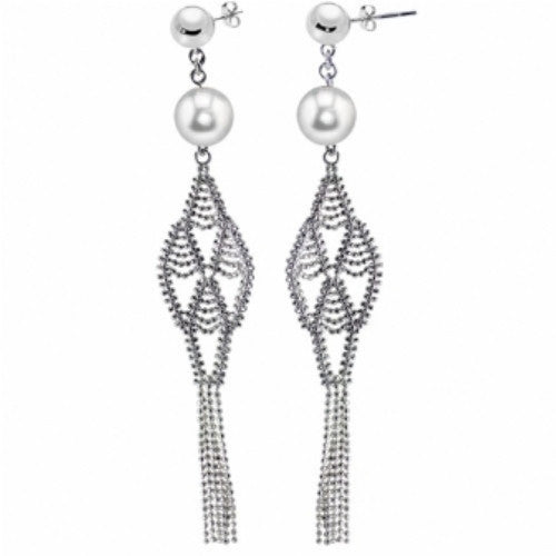 Lace Sterling Silver and Cultured Pearl Earrings by Imperial
