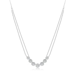 Diamond Cluster Seven Cricle Stations Necklace