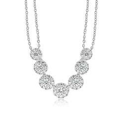 Diamond Cluster Seven Cricle Stations Necklace