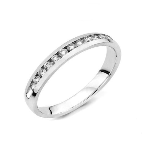 Eleven Stone Channel Set White Gold Diamond Band