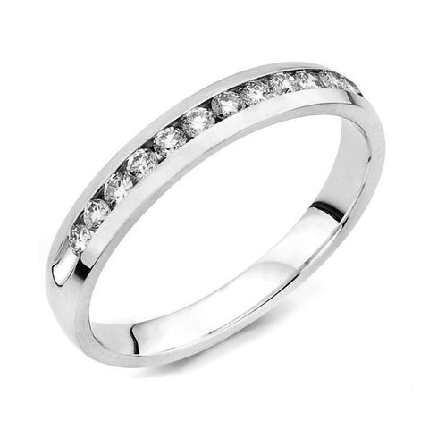 Eleven Stone Channel Set White Gold Diamond Band