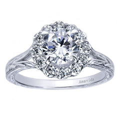 Amavida Platinum Engagement Mounting with Round Halo