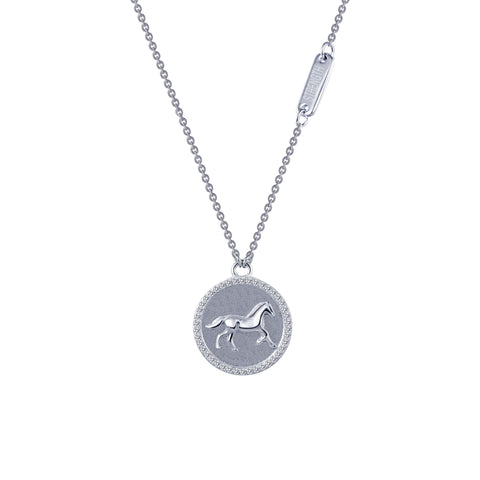 Equestrian Sterling Silver and Platinum Necklace by Lafonn