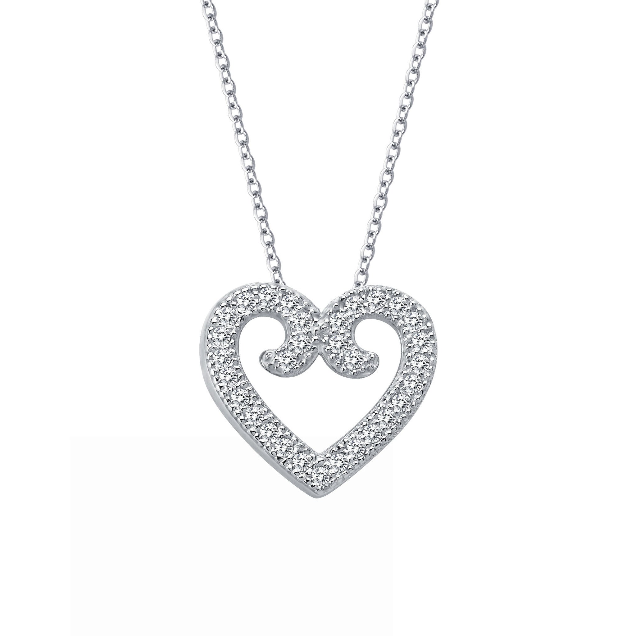 Sterling Silver and Platinum Heart Necklace by Lafonn