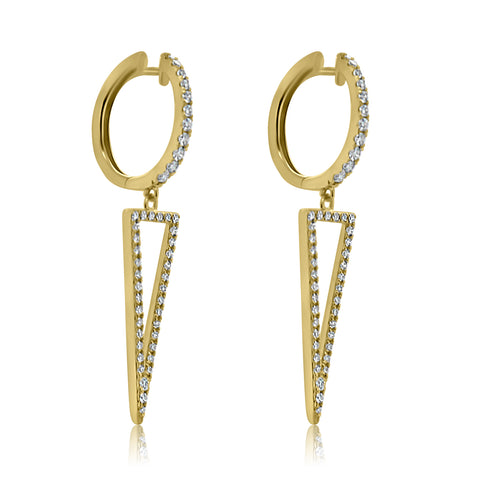 Yellow Gold Geometric Diamond Fashion Earrings