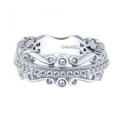 Anniversary White Gold Diamond Band with Filigree
