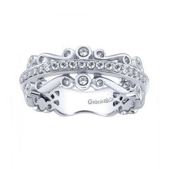 Anniversary White Gold Diamond Band with Filigree