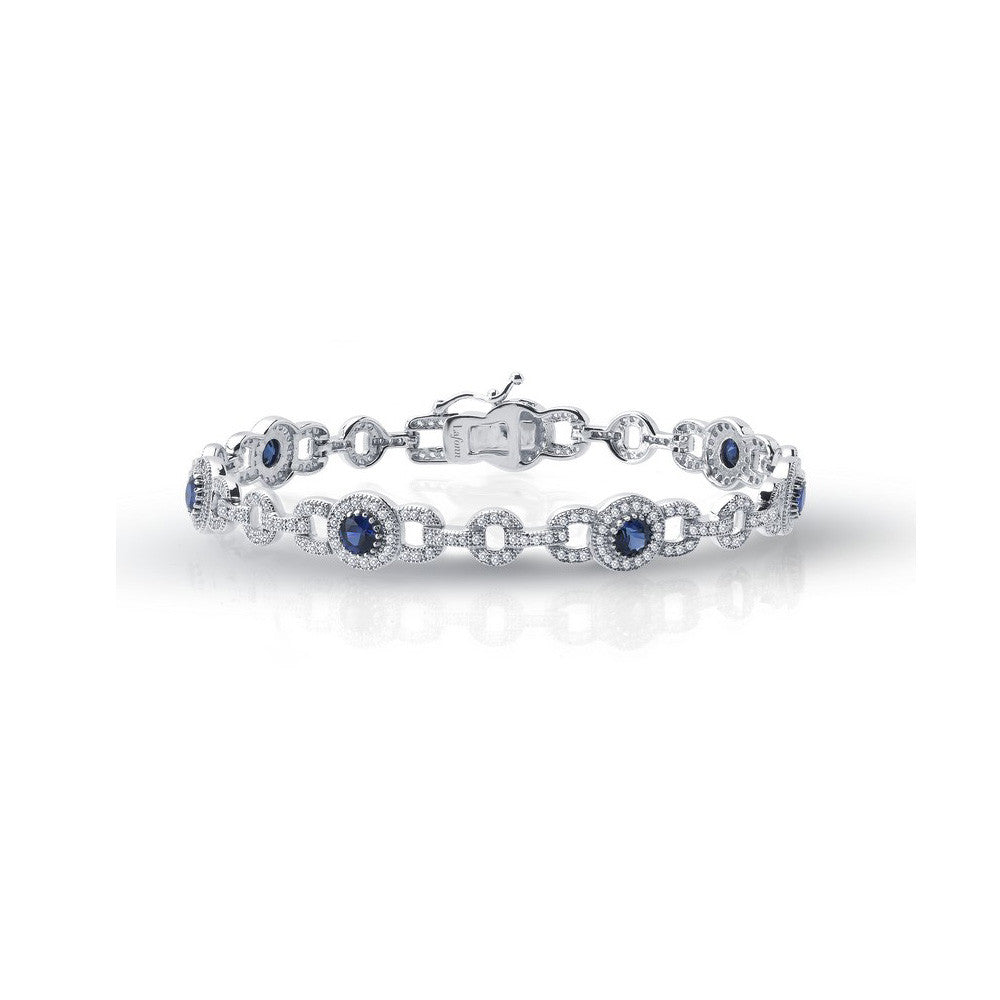 Sterling Silver and Platinum Lab Grown Sapphires Bracelet