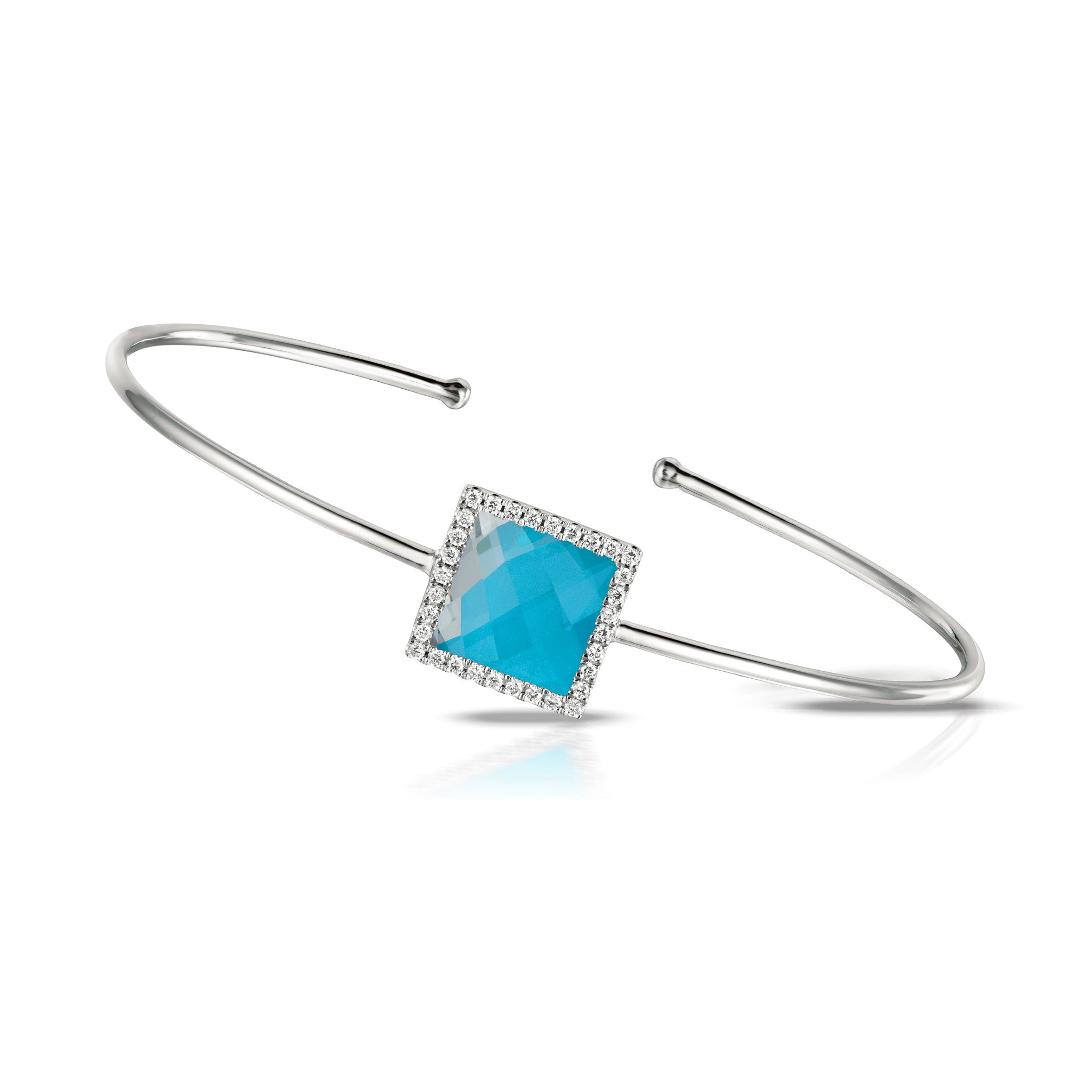Doves St Barth White Gold Bangle with Turquoise, Clear Topaz and Pave Diamonds