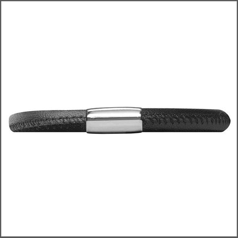 Endless Personalized Collection Single Black Leather Bracelet with Sterling Silver Clasp