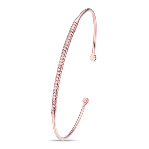 Rose Gold Fashion Bangle with Pave Diamonds by Jewelry Designer Luvente