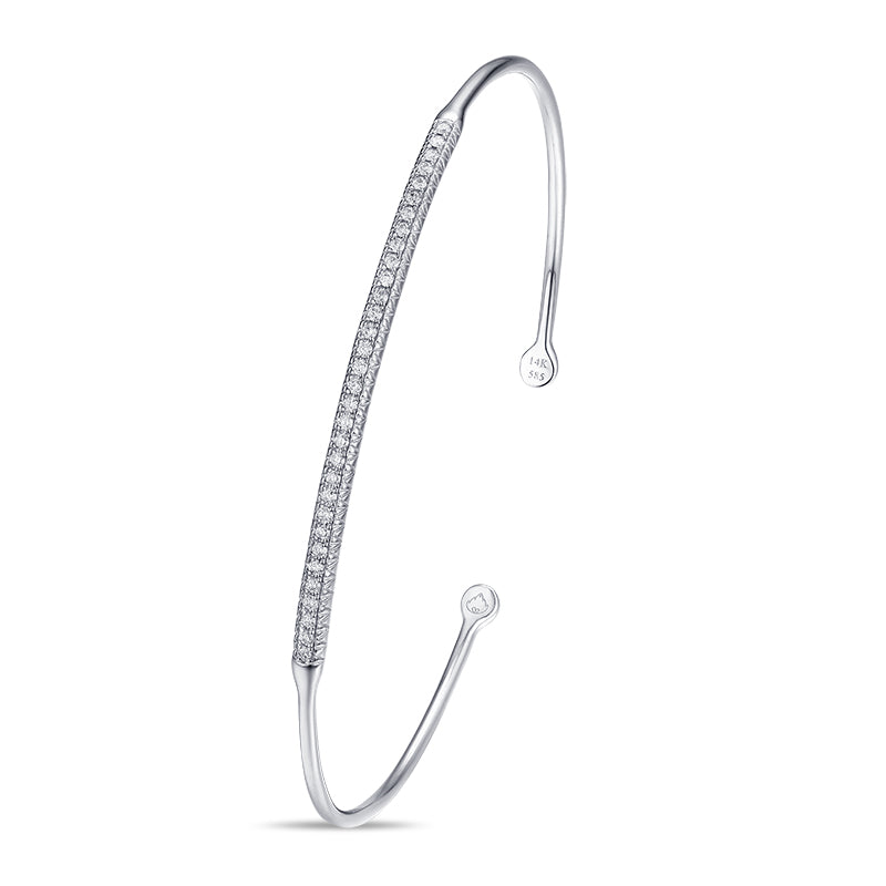 White Gold Bangle with Pave Set Diamonds by Jewelry Designer Luvente