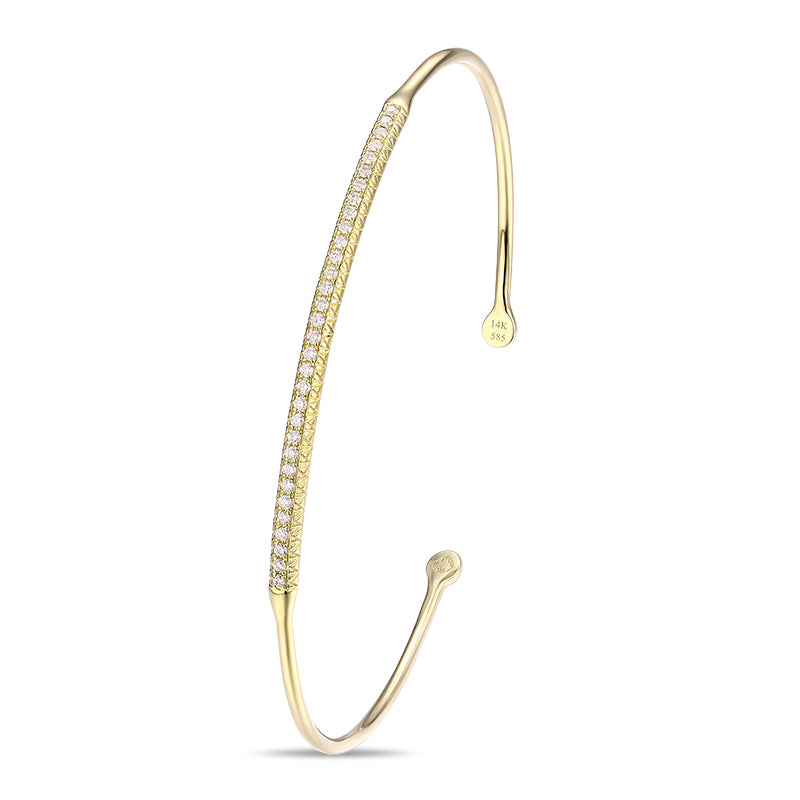 Yellow Gold Diamond Bangle by Jewelry Designer Luvente