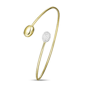 Yellow Gold Double Pod Diamond Bangle by Jewelry Designer Luvente