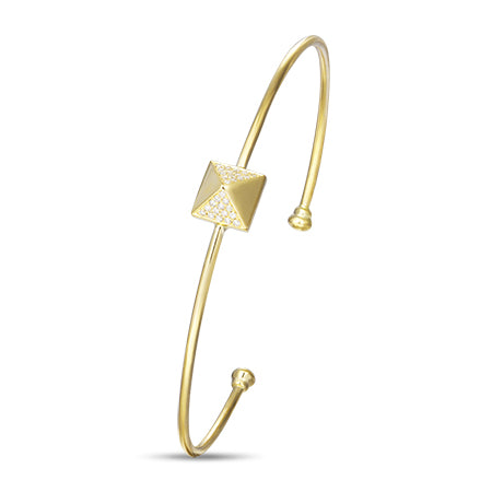 Yellow Gold Diamond Pyramid Bangle by Jewelry Designer Luvente