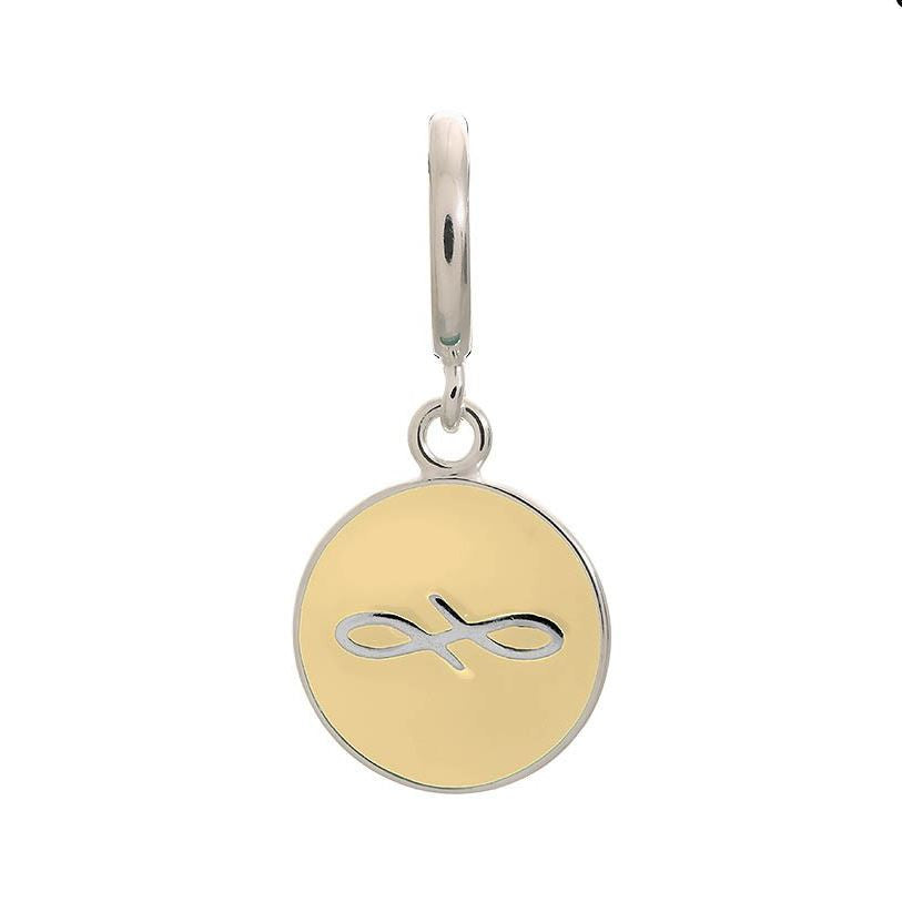 Endless Charm with Cream Colored Enamel Infinity Sign in Sterling Silver. 