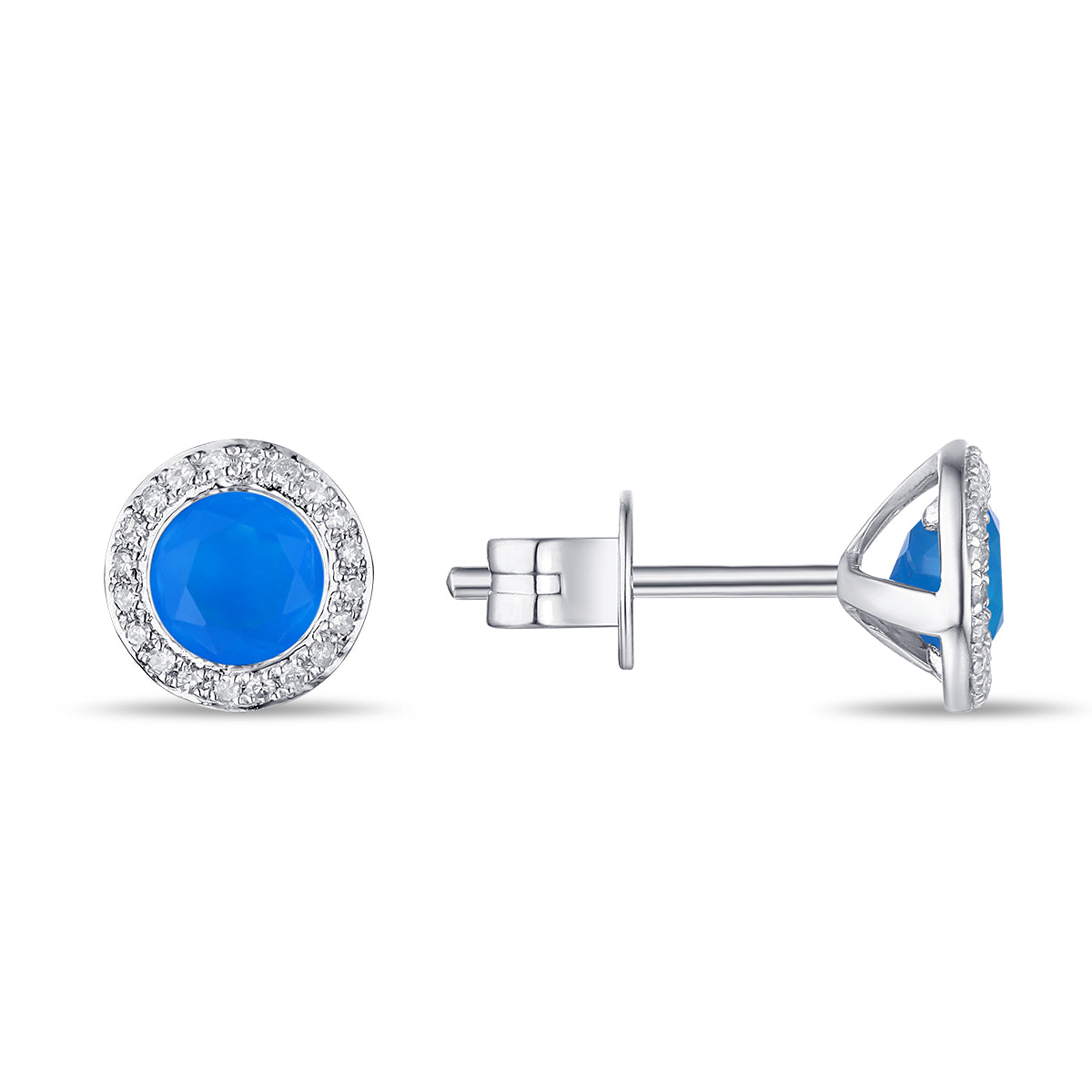 Tourquoise blue agate with diamonds earrings by jewelry designer Luvente