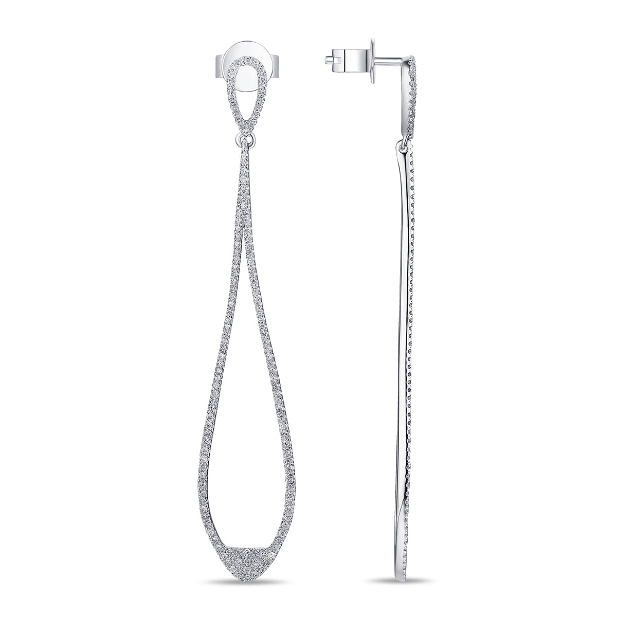 White Gold Diamonds Teardrop Cocktail Earrings