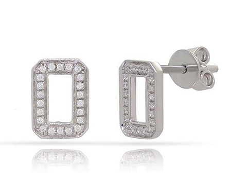 White Gold Diamonds Rectangular Earrings