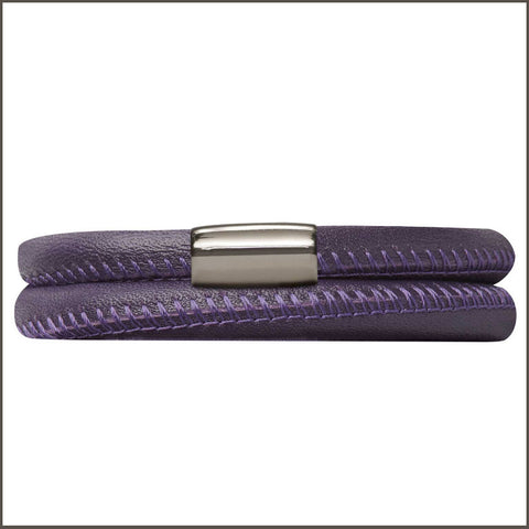 Endless Personalized Collection Leather Bracelet in Trendy Eggplant Purple with Sterling Silver Clasp