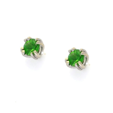 Emerald Stud Earrings in 14k White Gold