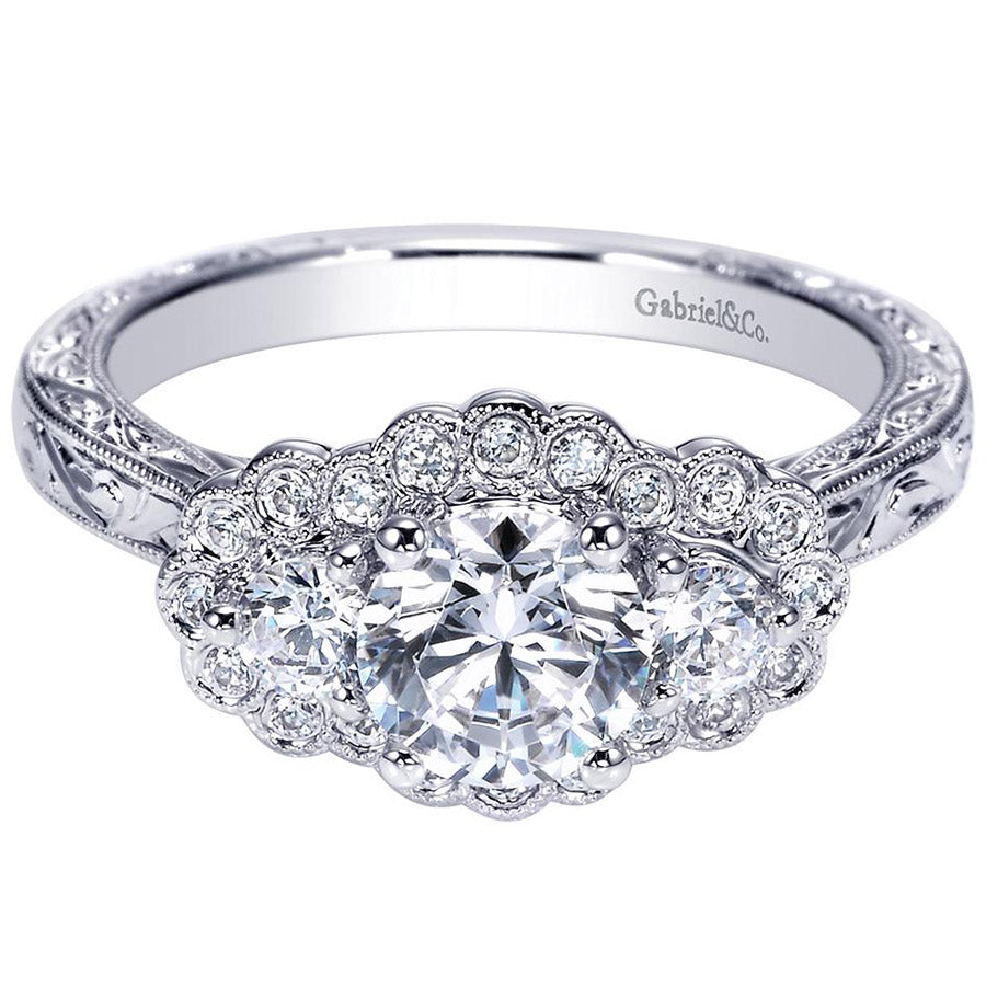 Three Stone Diamond White Gold Engagement Ring