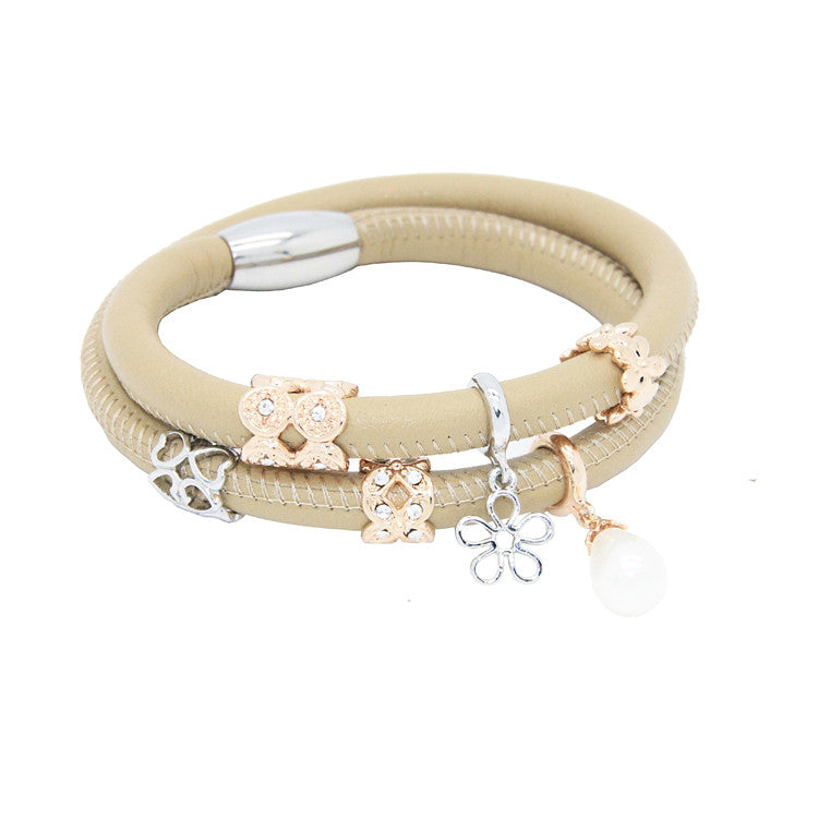 Endless Personalized Collection Double Off White Leather Bracelet 