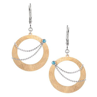 Sterling Silver and Gold Vermail Earrings with Blue Topaz