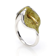 Crushed Yellow Diamonds and Sterling Ring