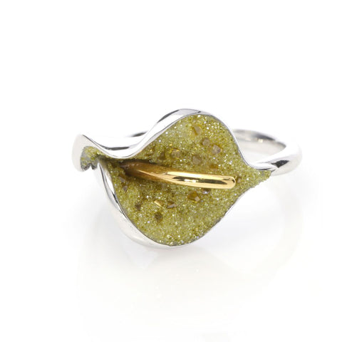 Crushed Yellow Diamonds and Sterling Ring