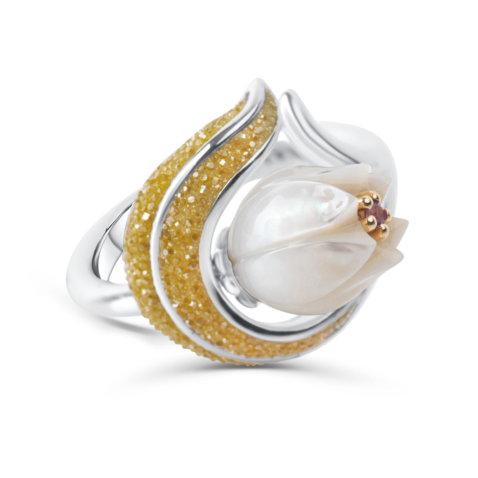 Carved pearl ring discount
