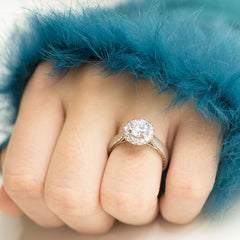 Designer Platinum Diamond Engagement Ring with Satin and Filigree