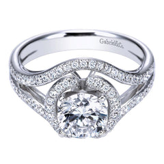 Split Pave Halo Diamond Engagement Mounting