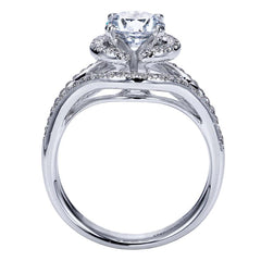 Split Pave Halo Diamond Engagement Mounting
