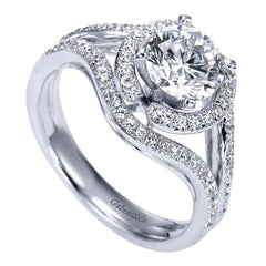 Split Pave Halo Diamond Engagement Mounting