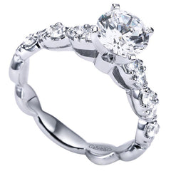 Scalloped Edge White Gold Diamond Engagement Ring
